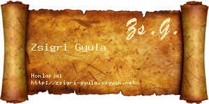 Zsigri Gyula névjegykártya